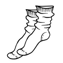 Warm winter woolen socks without pattern. Vector hand drawn doodle illustration on white. Element for flyer, poster, label, shop, logo, an article design for cozy, home wear, holiday, christmas .