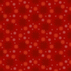 red christmas background with snowflakes, seamless pattern with different snowflakes on red background, , abstract celebration christmas background, winter design