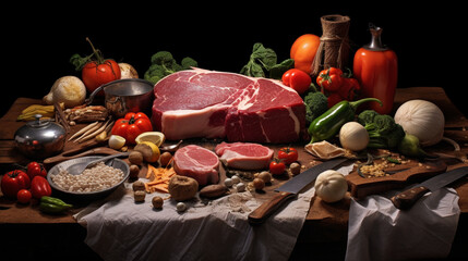 assortment of meat and vegetables