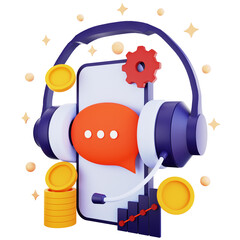 3d icon customer care with money isolated on the transparent background