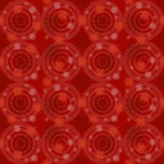 red christmas background with snowflakes, seamless pattern with snowflakes on red background, with defocused circles, abstract celebration christmas background, winter design