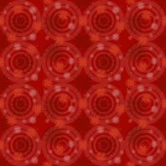 red christmas background with snowflakes, seamless pattern with snowflakes on red background, with defocused circles, abstract celebration christmas background, winter design