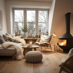 Scandinavian home interior design of modern living room