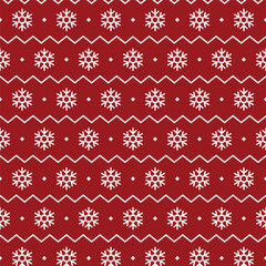 Christmas, Winter Seamless Pattern, on Red Background. Vector Illustration