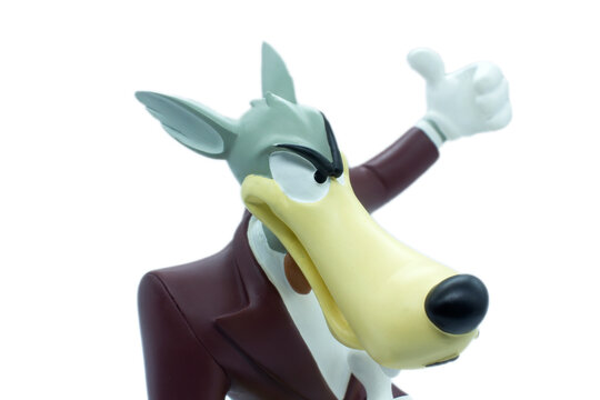  Studio image of The Wolf from the animated cartoon of the Red Hot Riding Hood, with a white isolated background