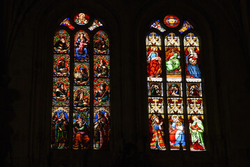 Lectoure Gers Cathédrale Saint Gervais Saint Protais vitraux - obrazy, fototapety, plakaty