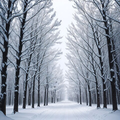 Fototapeta na wymiar white winter forest path