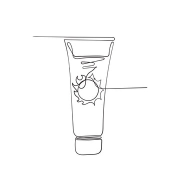 recommend clip art: continuous line drawing people use sunscreen cream illustration
