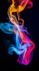 Obraz premium dramatic smoke swirls in different colours on a black background created with Generative Ai