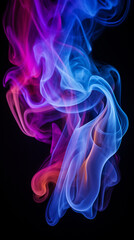 Obraz premium dramatic smoke swirls in different colours on a black background created with Generative Ai