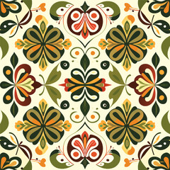 Obraz premium Seamless pattern with decorative flowers in retro style. Vector illustration