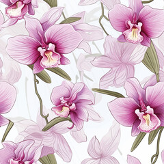 Delicate Orchid Design Seamless Pattern