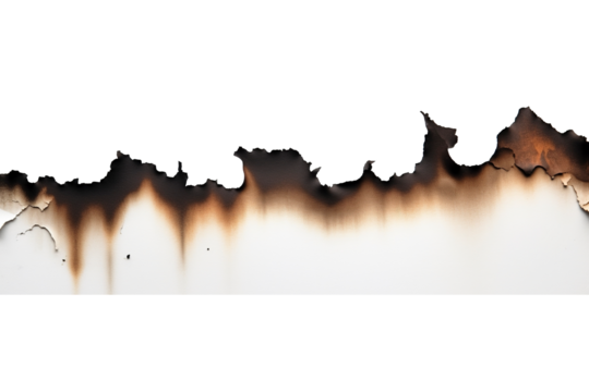 Burnt edge paper on transparent background