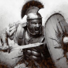 Furious Roman Legionary in the Heat of Battle