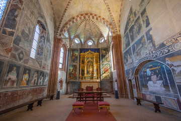 Fototapeta premium BUTTIGLIERA ALTA, ITALY, OCTOBER 11, 2023 - Inner of Sant'Antonio of Ranverso' s Abbey in Buttigliera Alta, province of Turin, Piedmont, Italy