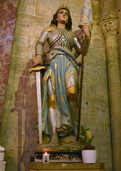 Lectoure Gers Cathédrale Saint Gervais Saint Protais Statue Jeanne d'Arc - obrazy, fototapety, plakaty