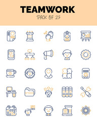 set of Teamwork Two Color icons for logo & web. Vector illustration