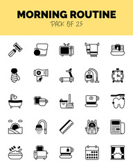 set of Morning routine Lineal Fill Icons for logo & web. Vector illustration