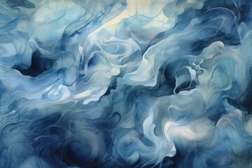 Obraz premium Abstract cyanotype texture wallpaper with blue and white squiggly lines, great as banner or background. Generative AI, AI