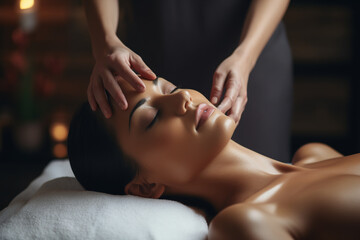 Obraz na płótnie Canvas cropped view of masseur doing neck massage to woman in spa salon