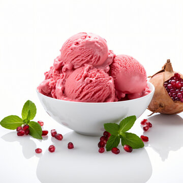 Front view of Pomegranate Sorbet ice cream isolated on white background