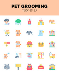 set of Pet Grooming flat icons for logo & web. Vector illustration