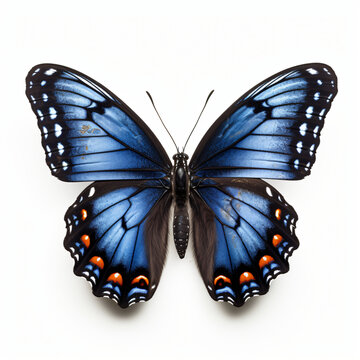 Front view of Red spotted purple butterfly isolated on white background