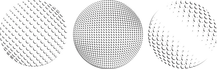 Set of Vector Spheres with Halftone Dots . Logo Design . - obrazy, fototapety, plakaty