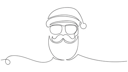 Santa Claus in continuous line art drawing style. Vector illustration