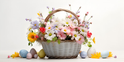 Fototapeta na wymiar easter basket with easter eggs
