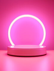 3d rendering blank pink exhibition stand, podium, base, product commercial photography background, PPT background, product cosmetic display stand
