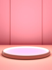 3d rendering blank pink exhibition stand, podium, base, product commercial photography background, PPT background, product cosmetic display stand
