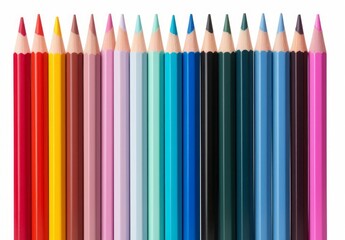 A Spectrum of Vibrant Colors: A Group of Colored Pencils Lined up in a Row