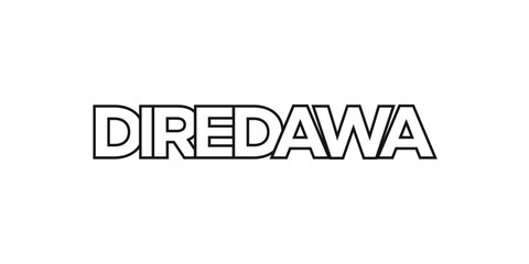 Diredawa in the Ethiopia emblem. The design features a geometric style, vector illustration with bold typography in a modern font. The graphic slogan lettering.