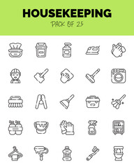 set of HouseKeeping Lineal Cut icons for logo & web. Vector illustration