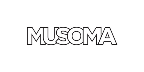 Musoma in the Tanzania emblem. The design features a geometric style, vector illustration with bold typography in a modern font. The graphic slogan lettering.