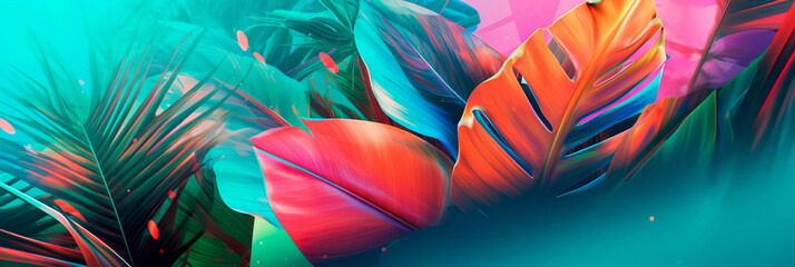 Tropical Vibe abstract volumetric design on a clean background, infusing a sense of exotic and fresh aesthetics.