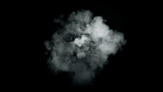 Super Slow Motion Shot of Round Smoke Explosion Towards Camera Isolated on Black at 1000fps.