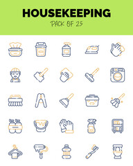 set of HouseKeeping Two Color icons for logo & web. Vector illustration