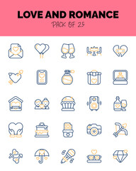 set of Love and Romance Two Color icons for logo & web. Vector illustration