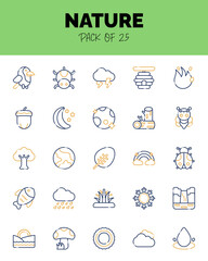 set of Nature Two Color icons for logo & web. Vector illustration