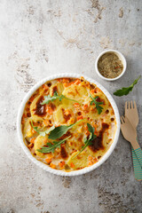 Homemade potato gratin with pumpkin