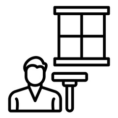 Fototapeta premium Man Cleaning Window Icon