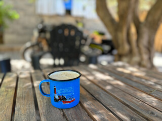 Coffee mug in outdoors