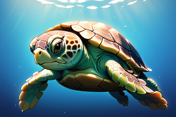 turtle swimming in water Generative AI