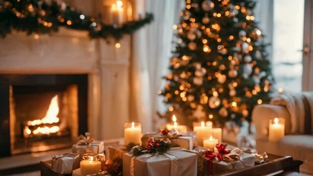 christmas interior with candles and decorations