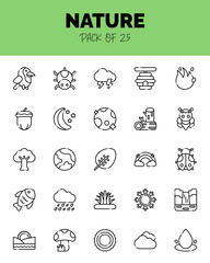 set of Nature Lineal Cut icons for logo & web. Vector illustration