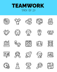 set of Teamwork Lineal Cut icons for logo & web. Vector illustration