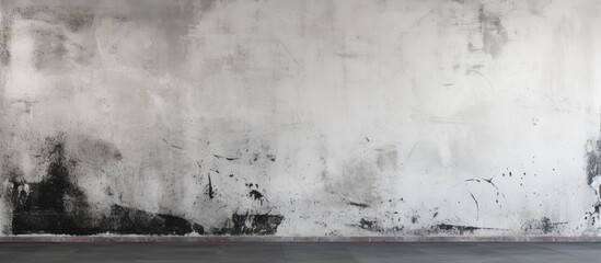 The abstract design on the wall featured a unique texture, combining the contrasting colors of white and black to create a grunge-inspired wallpaper that added character to the old, concrete structure