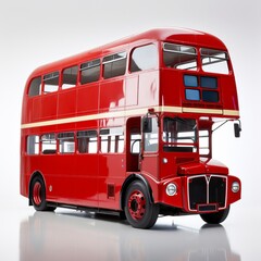 A Vibrant Red Double Decker Bus Surrounded by a Clean White Background